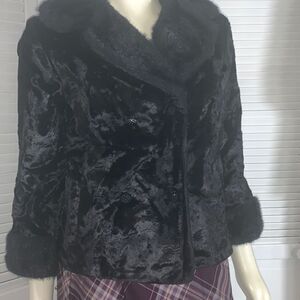 Vintage Black‎ Short Fur Coat Size Small